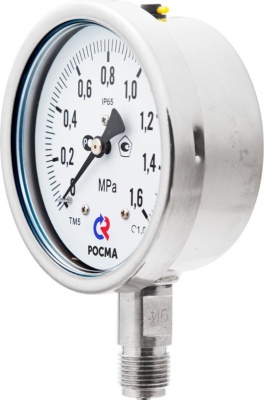 Манометр, Тип ТМ серия 21, коррозионностойкий виброустойчивый, подключение снизу, Росма В Челябинске
